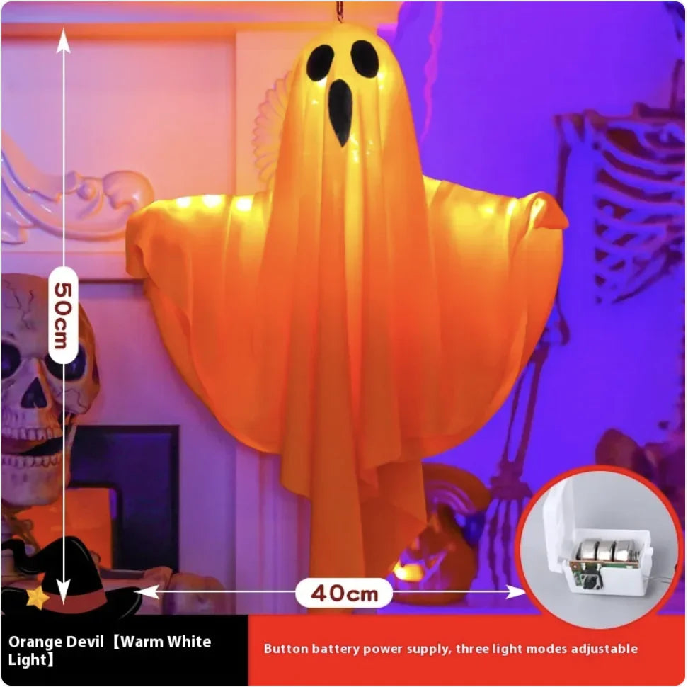 Glowing Ghost hanging on a porch
