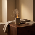 Luniee Flame Humidifier on a bedside table