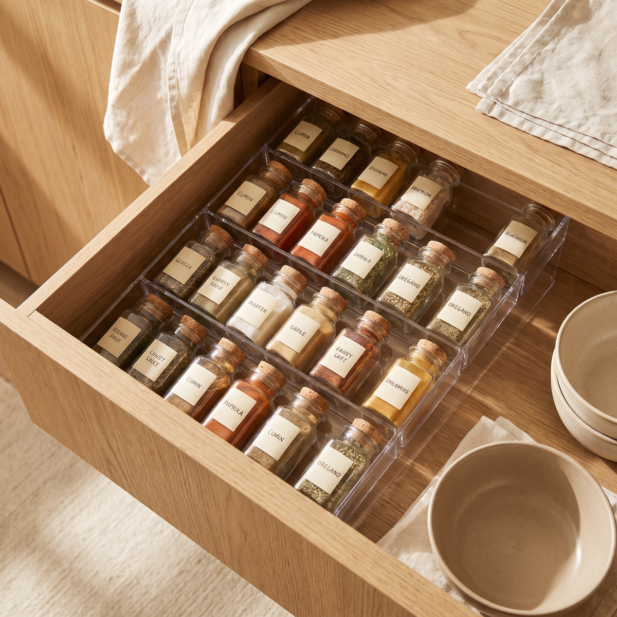 Luniee Spice Organizer in a kitchen drawer