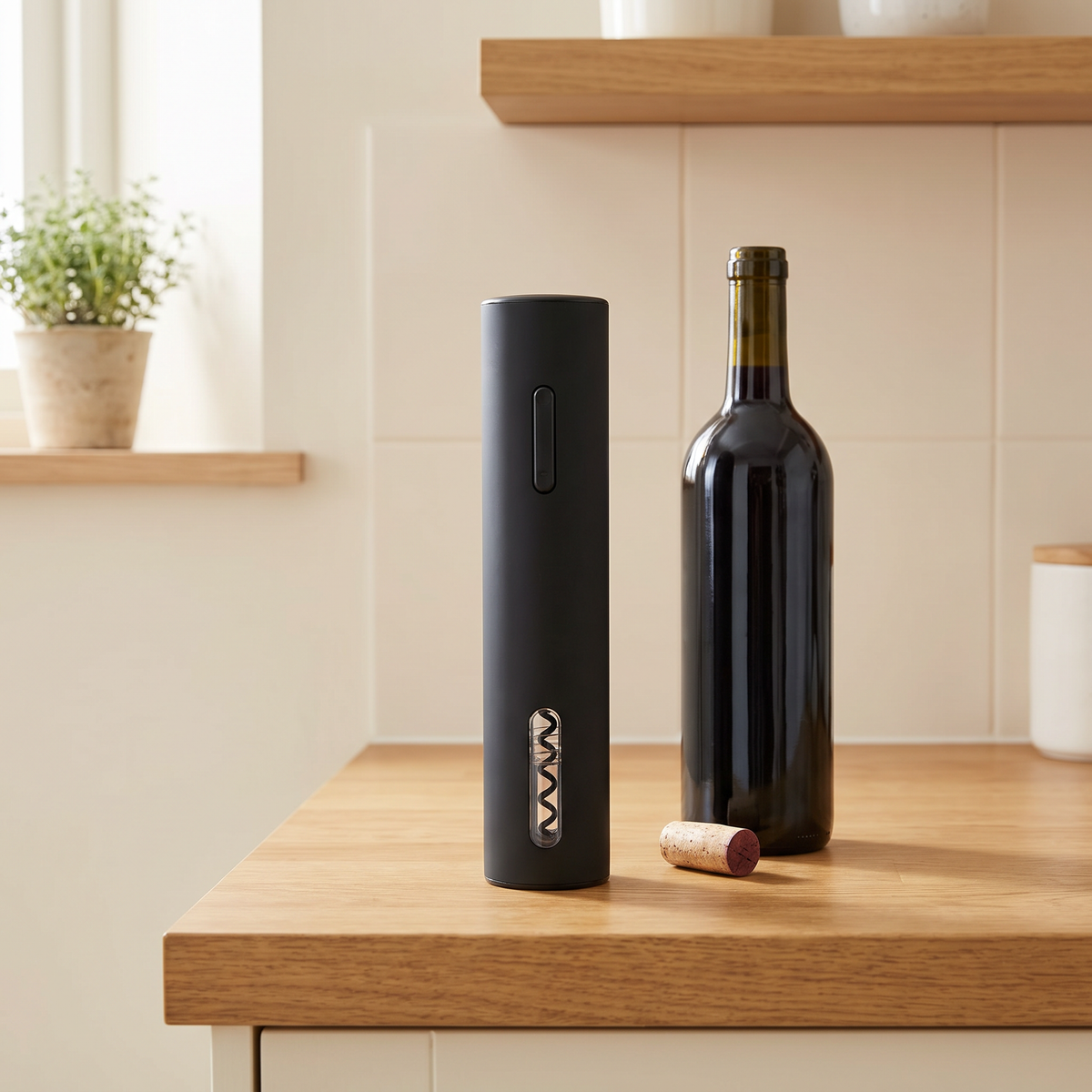 Luniee Wine Opener on a kitchen counter