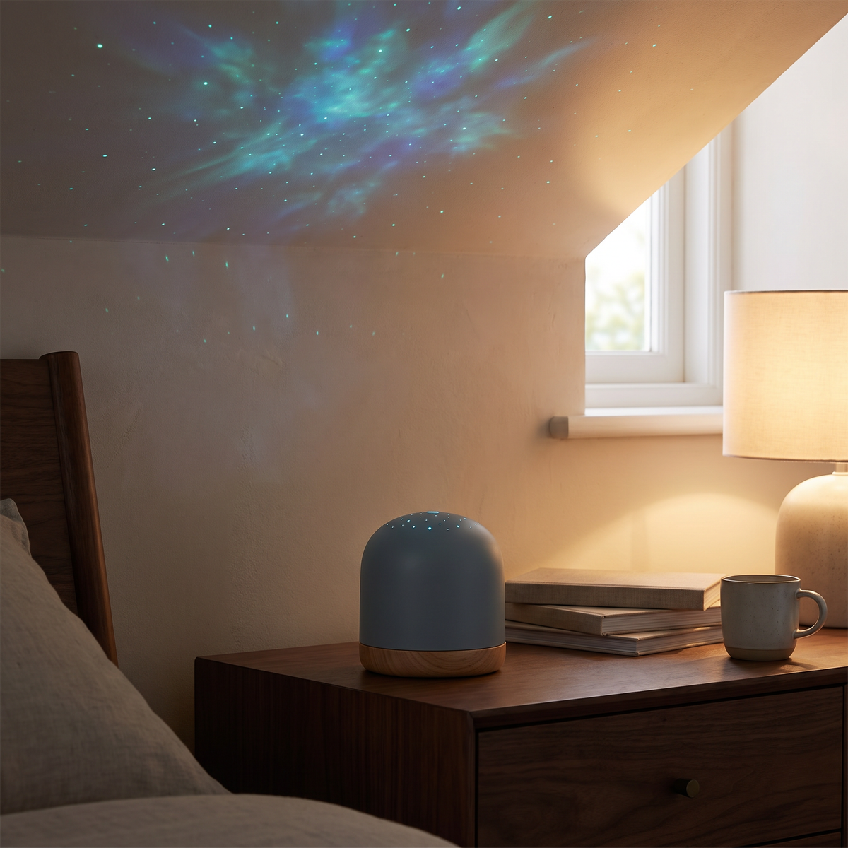 Luniee Star Projector in a bedroom