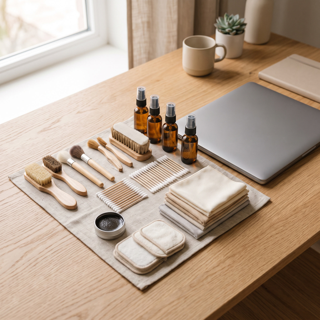 Luniee Laptop Cleaning Kit laid out on a desk