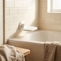 Luniee Shower Foot Rest on a shower wall