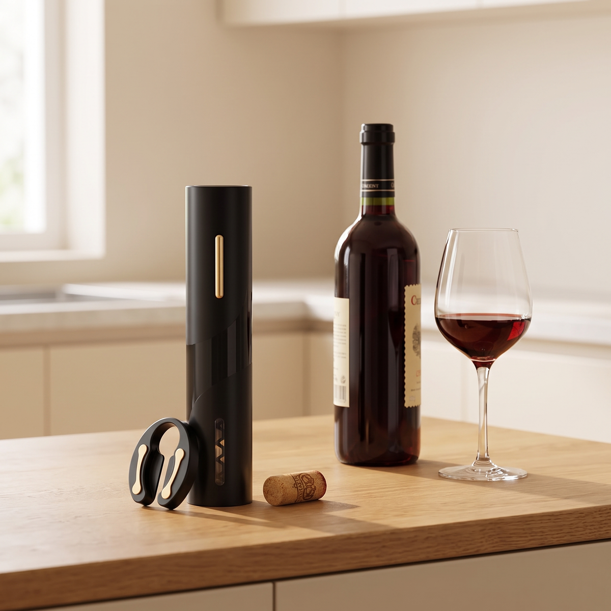 Luniee Wine Opener Set on a kitchen counter